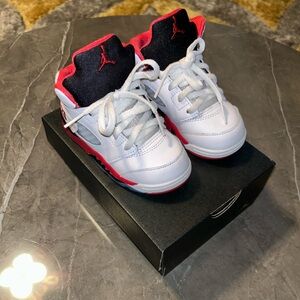 Jordan Kids White and Red Sneakers